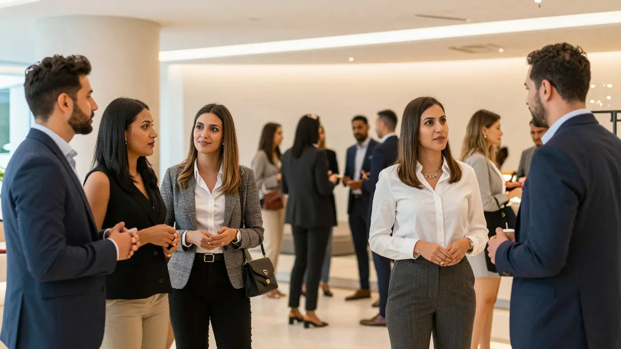 Professional networking event showing legal social alternatives in Dubai.